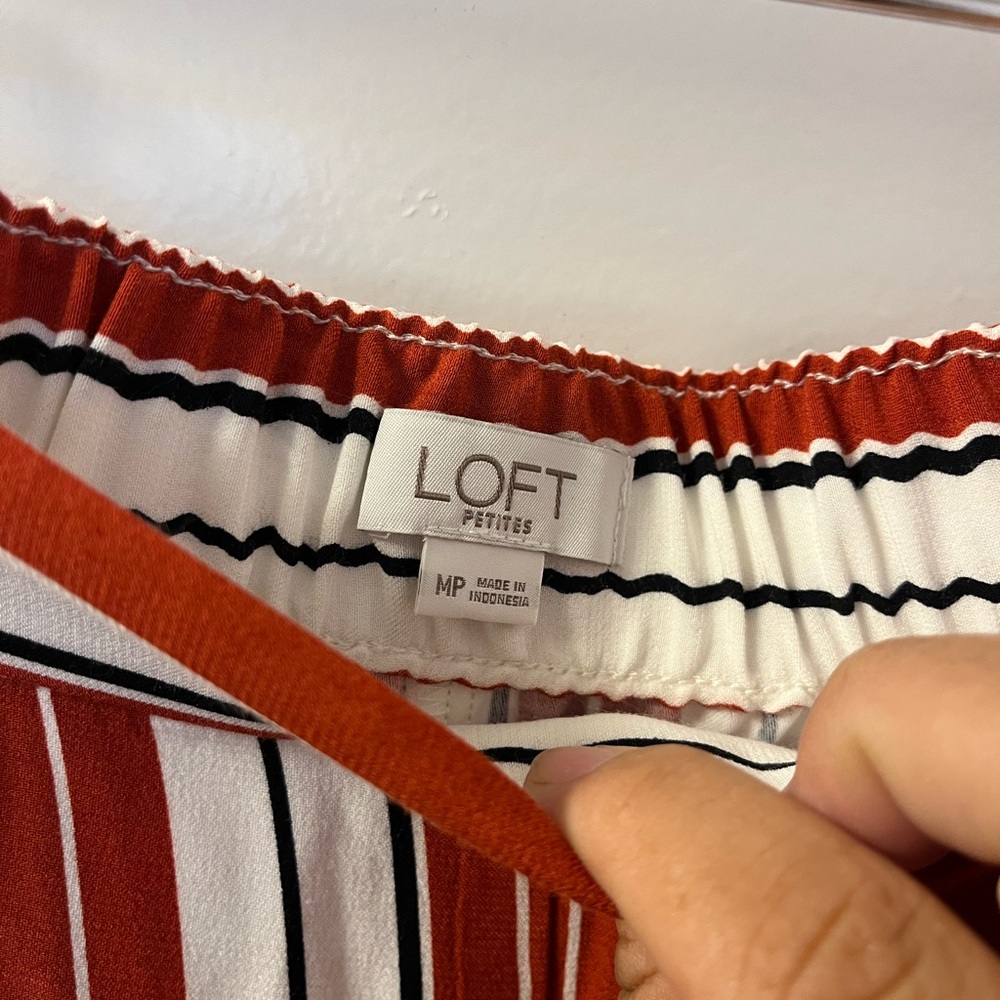 The LOFT Pull On Wide Leg Crop Pant in Stripe NWOT R 15/L 23/Waist 16-19 (RSB #2 - Picture 5 of 8